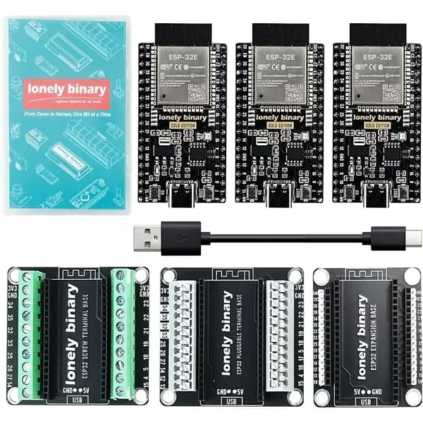 3-Pack ESP32 Gold Edition + 3 Expansion Bases