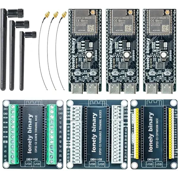 3-Pack ESP32-S3 N16R8 with IPEX Antenna + Terminal Base