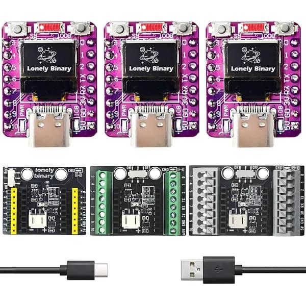 3-Pack ESP32-C3 OLED Board + LiPo Shield