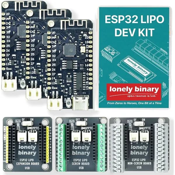 3-Pack ESP32 LiPo Dev Board + 3 Expansion Shields