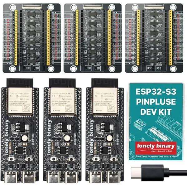 3-Pack ESP32-S3 N16R8 PinPulse Shield, GPIO LED