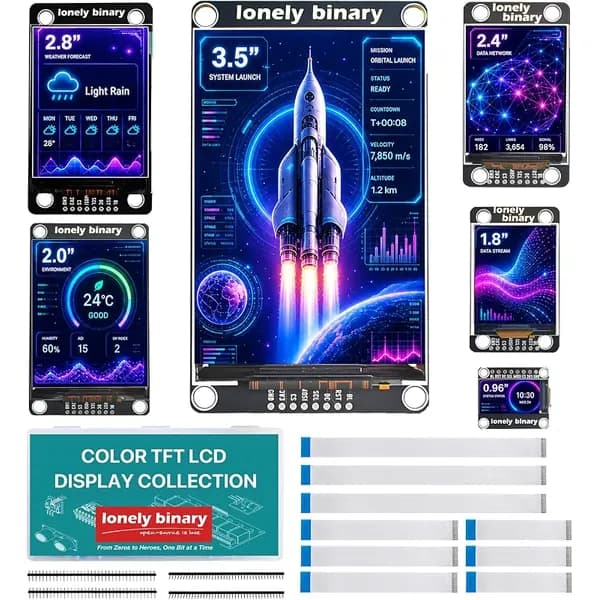 6-Pack SPI TFT LCD Display Kit, 0.96" to 3.5"