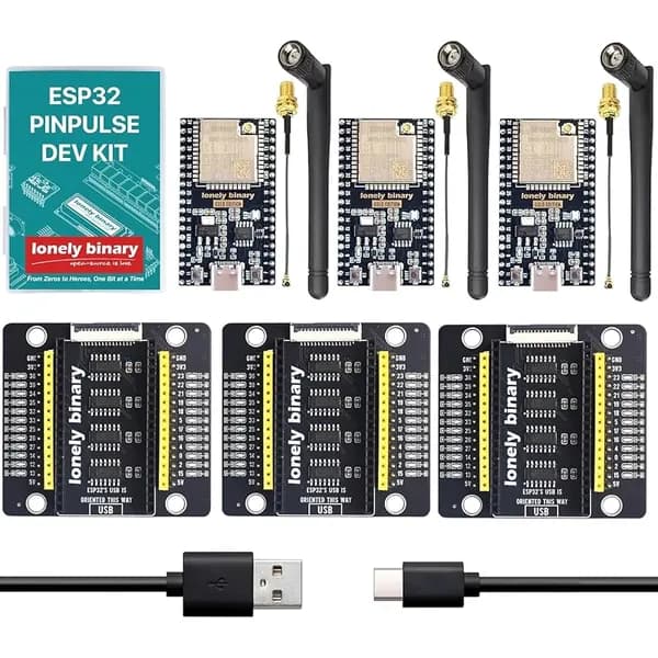 3-Pack ESP32 WROOM-32UE with IPEX Antenna + GPIO LED