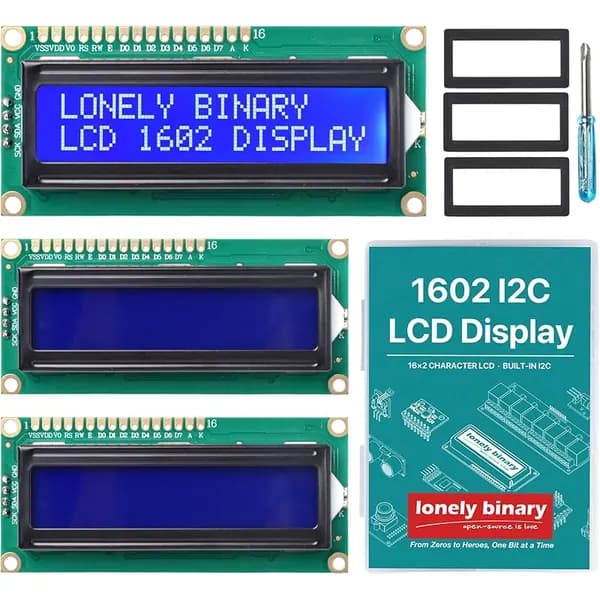 3-Pack 1602 LCD Display Module, I2C 16x2 Blue