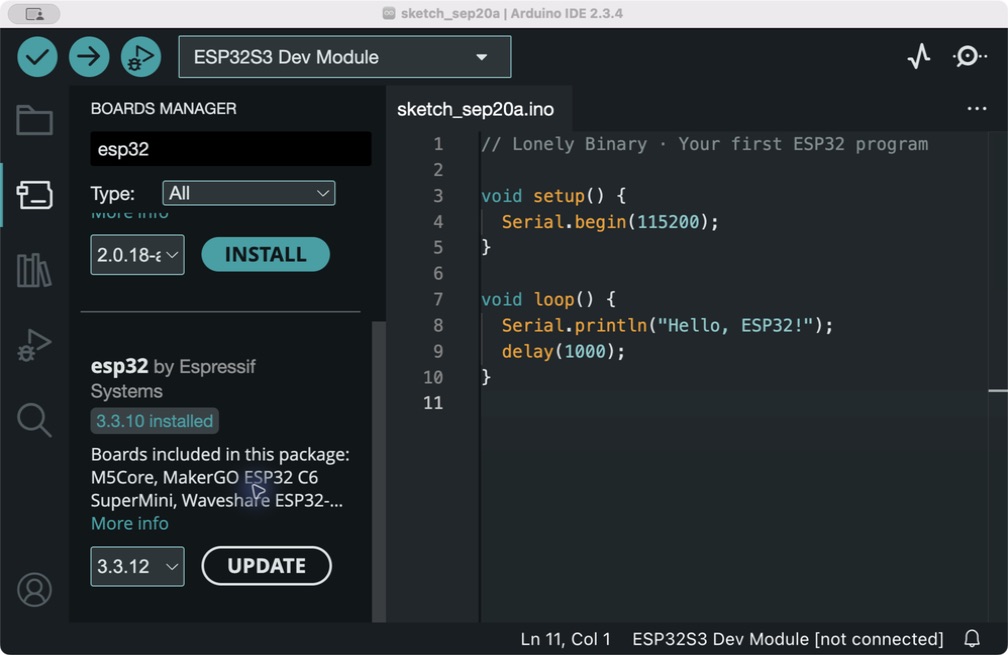 Arduino IDE · ESP32 Boards Manager