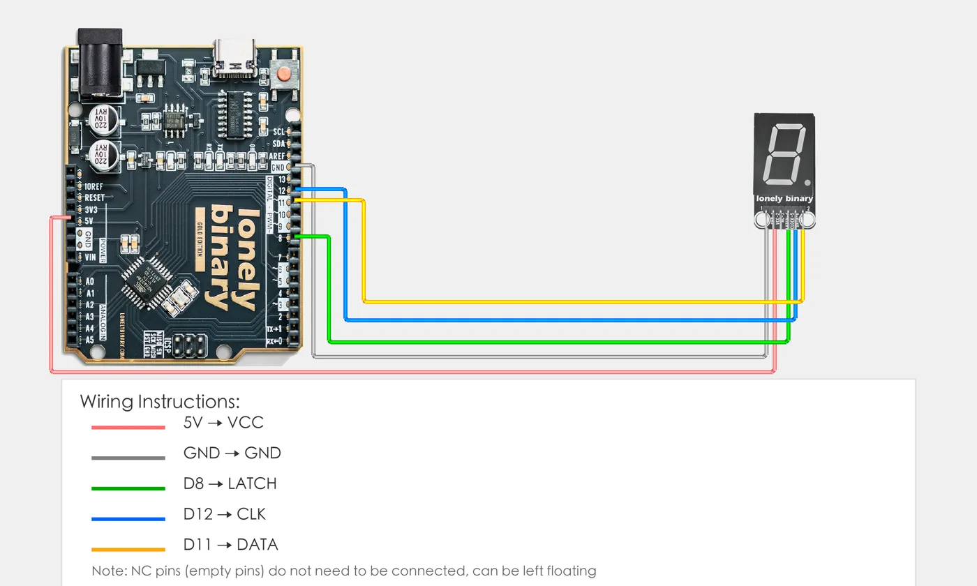 74HC595 Segment LED wiring