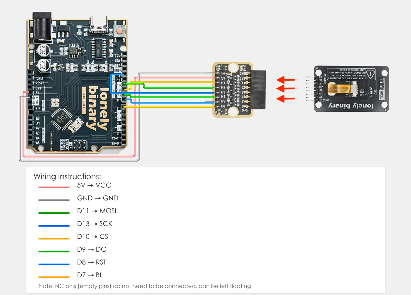 1.8-inch TFT Display wiring